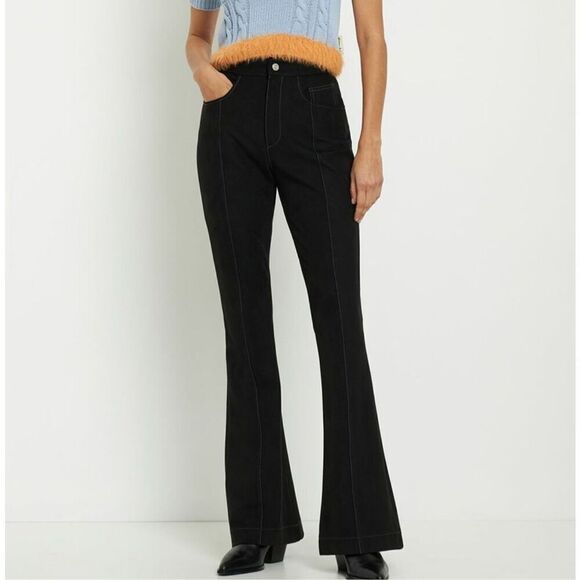 ANDERSSON BELL - Renee Faux Suede Black Flare Pants size 40 - Picture 1 of 9